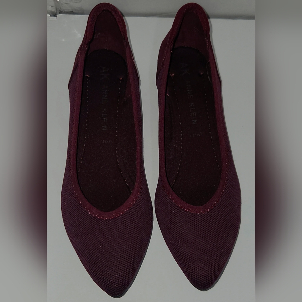 Anne Klein Burgundy Pointed-Toe Ballet Flats